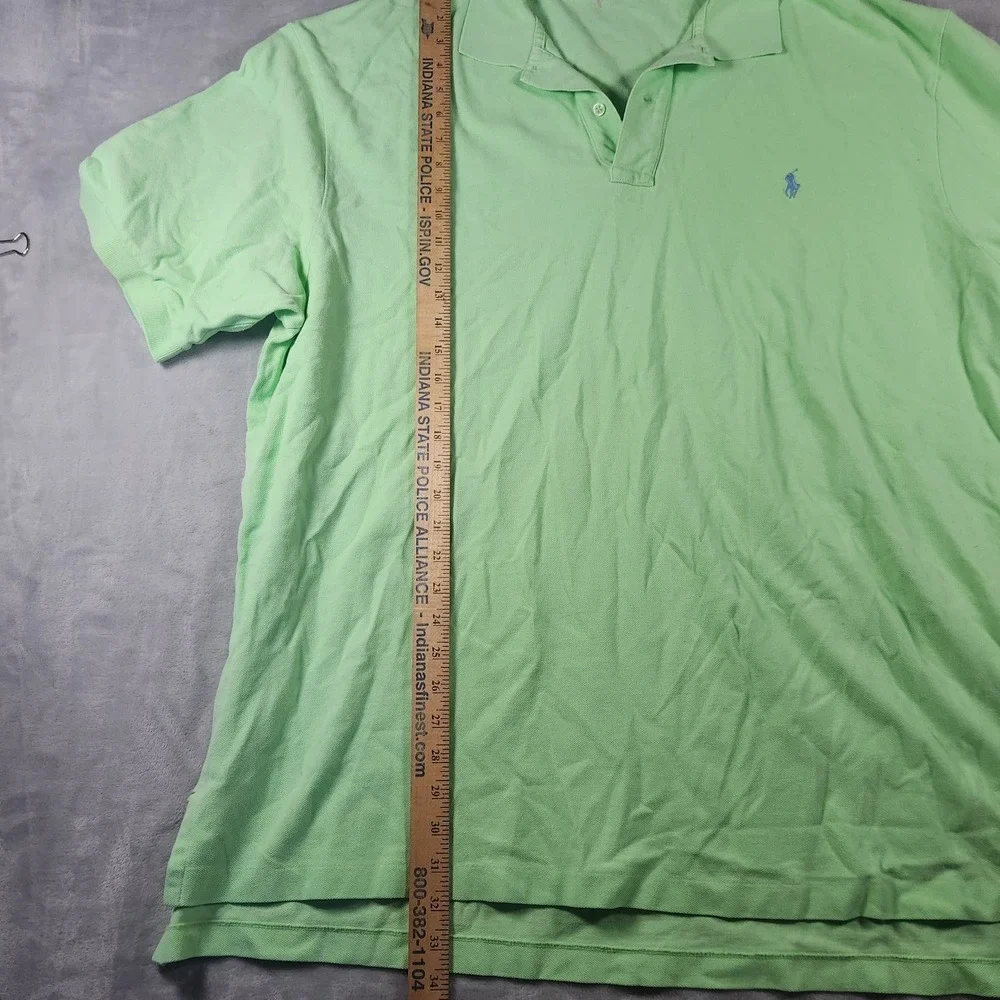 Polo Ralph Lauren Shirt‎ Mens 3XB Green Short Sleeve Pique Knit Polo Blue Pony